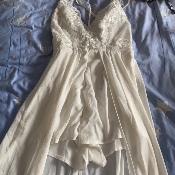 White Playsuit with Lace Detail - Picture 2 of 6